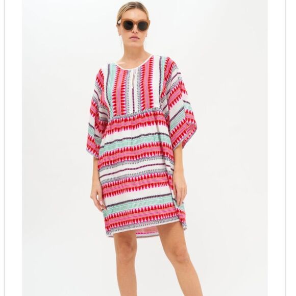 OLIPHANT Kaftan Mini Dress Red Mezcal Small